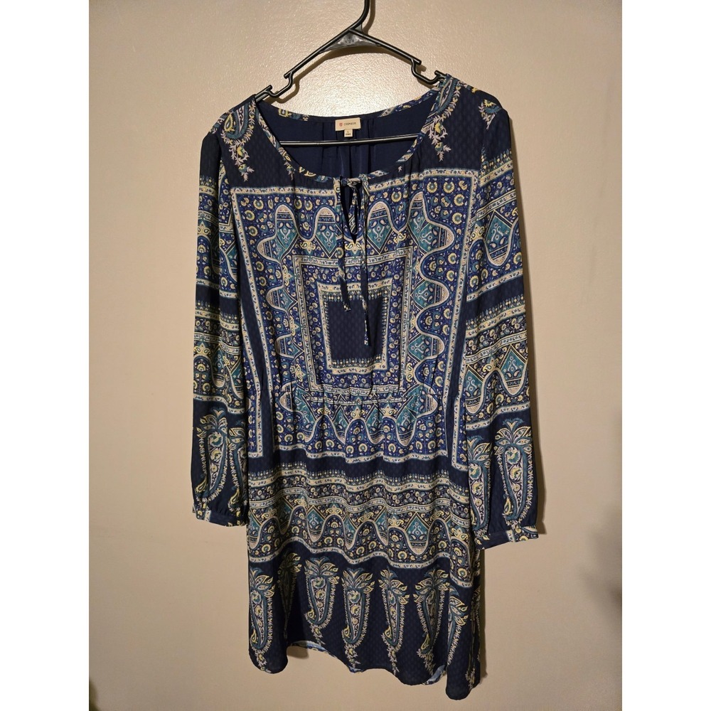 Cremieux Blue Geometric Pattern Mini Dress Womens Size Large‎